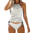 thumbnail image 1 of MKLEKYY Traje De Baño Mujer Women'S Swimwear Tankini 2 Piece Normal Swimsuit Backless 2 Piece Printing Adjustable Print Color Padded Strap Bathing Suits Sexy Vacation Beach Wear, 1 of 4