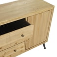 thumbnail image 6 of DecMode 59" x 31" Light Brown Wooden 2 Door and 3 Drawer Sideboard with Black Tapered Legs, 1-Piece, 6 of 13