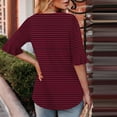 thumbnail image 4 of Scyoekwg Womens Tops Dressy Casual Square Neck Casual Dressy Tunic Shirt Ladies Blouses Lightweight Trendy Short Sleeve T Shirts Striped Print Comfy Loose Blouses (Red,M), 4 of 6