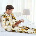 thumbnail image 4 of Salouo Beekeeper Gnome Holding A Glass Print Button-Front Long Sleeve Pajama Set for Men, Soft 2Pjs Men's Long Sleeve Sleepwear -Medium, 4 of 7