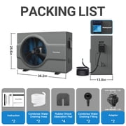 58000 BTU Heat Pump for Above Ground Pool, Electric Pool Heater with Heating & Cooling Dual Mode, Smart Inverter Compressor, 17000 Gallon Pool Water Heater For Inground Pool Energy Save 45%