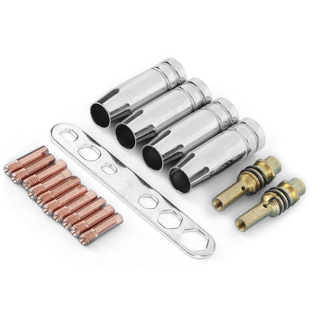 ContactO 17pcs/Set Kit de Boquilla de Antorcha de Soldadoura Consejos 0.8 mm Contacto Mig Mig Mag Boidable A Miga Para Binzel 15AK