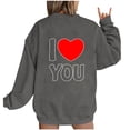 thumbnail image 2 of Jsaierl Sweatshirts à Manches Longues pour Femmes Saint-Valentin Mignons Cœur Graphique Tops Imprimé Lettre Pullovers Surdimensionnés Décontractés Col Rond Ample, 2 of 4