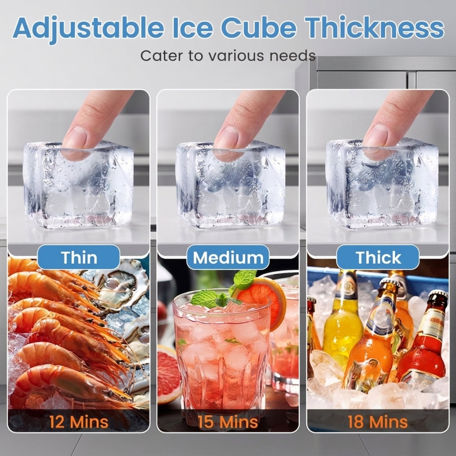 RUIE Stainless Steel Commercial Ice Maker 110 lbs/24H, Countertop Freestanding Ice Machine with 25 lbs Storage Bin for Home Bar Office Restaurant