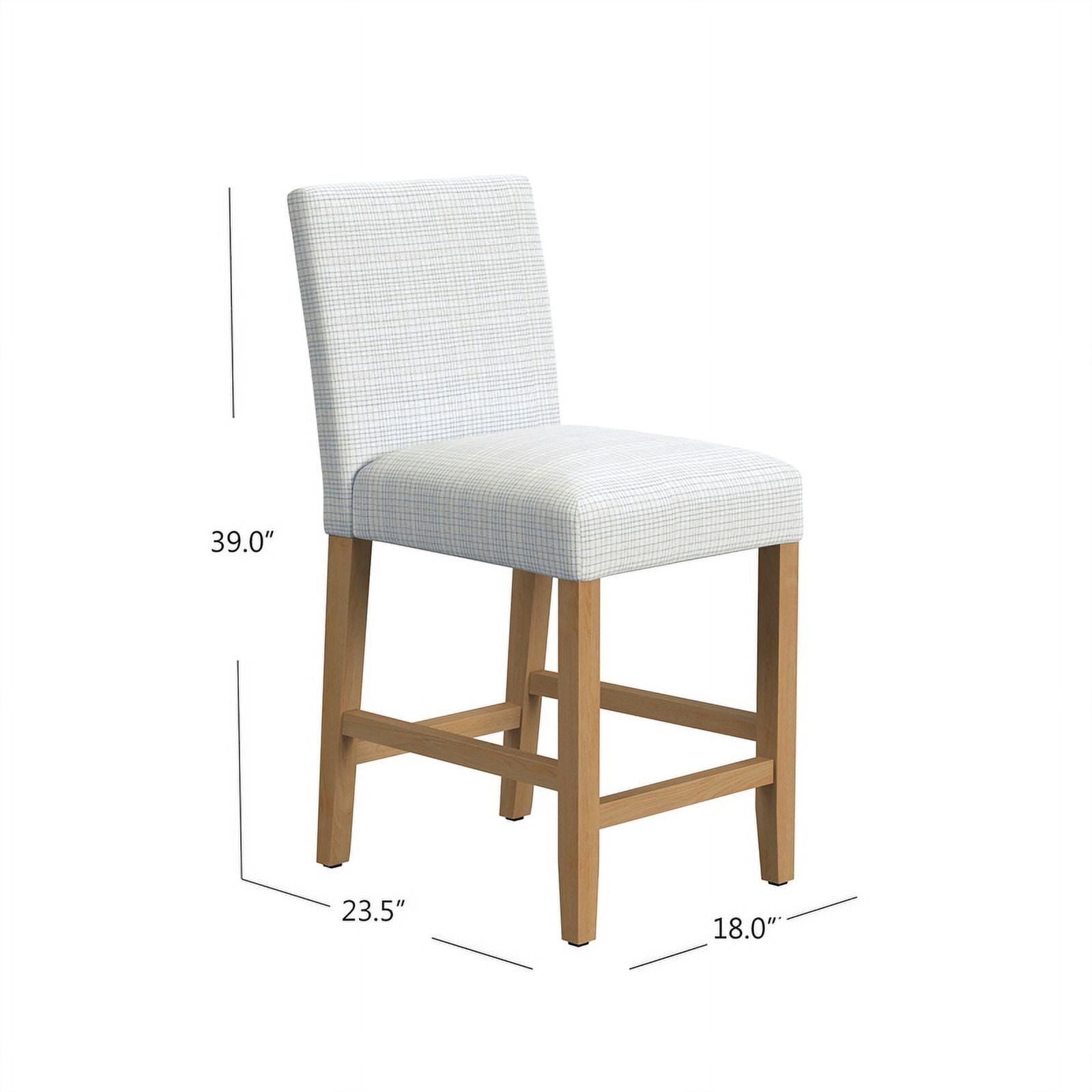 HomePop Classic 25" Indoor Upholstered Counter Stool, Cream Mini Grid Pattern