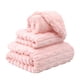 thumbnail image 2 of Set de toallas de rayas de terciopelo caramelo | Toalla de baño de poliéster suave y mullida 70x140 cm Toalla facial 35x75 cm Toalla para el pelo 25x60 cm | Absorbente resistente a arrugas | Set, 2 of 6