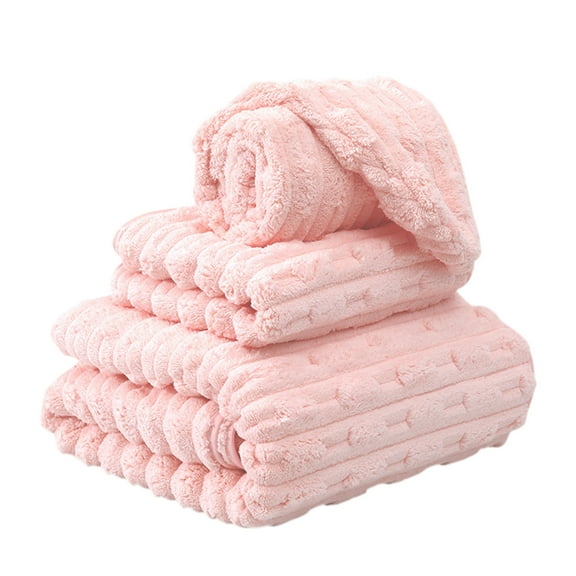 Oversized Bath Sheets Extra Large Bath Towels Set of 3 for Adults Soft Quick Dry Lightweight Absorbent Stripe Microfiber Shower Towels (Pink)