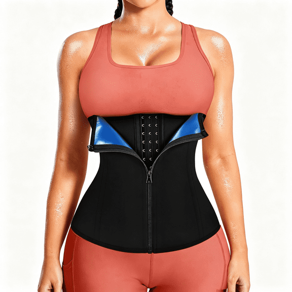 TELOLY Womens Waist Trainer Corset with Zipper Sweat Waist Trimmer for Women Workout Belt Corset Shapewear,Waist Trainer for Women Working Out