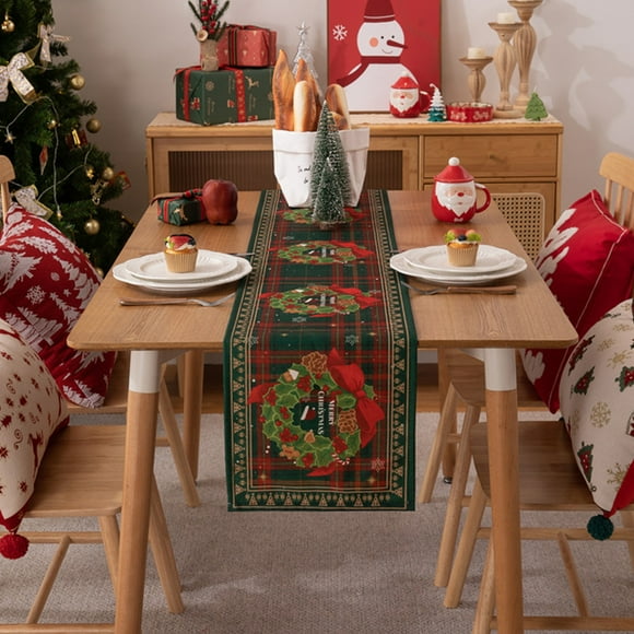Cyber&Monday Deals 2024 Yanzu Christmas Table Flags, Polyester Party Decoration, Insulated Table Runner for Holiday & Christmas Party Table Settings Black&Friday Deals