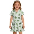 thumbnail image 2 of CCRFTGI Girls Polo Dress Size 7-8 Short Sleeve Uniform Casual Bow Print Pleated Flare Skater Polo Dresses Summer Button Collared Pique Polo Dress Light Green 9-10 Years, 2 of 5