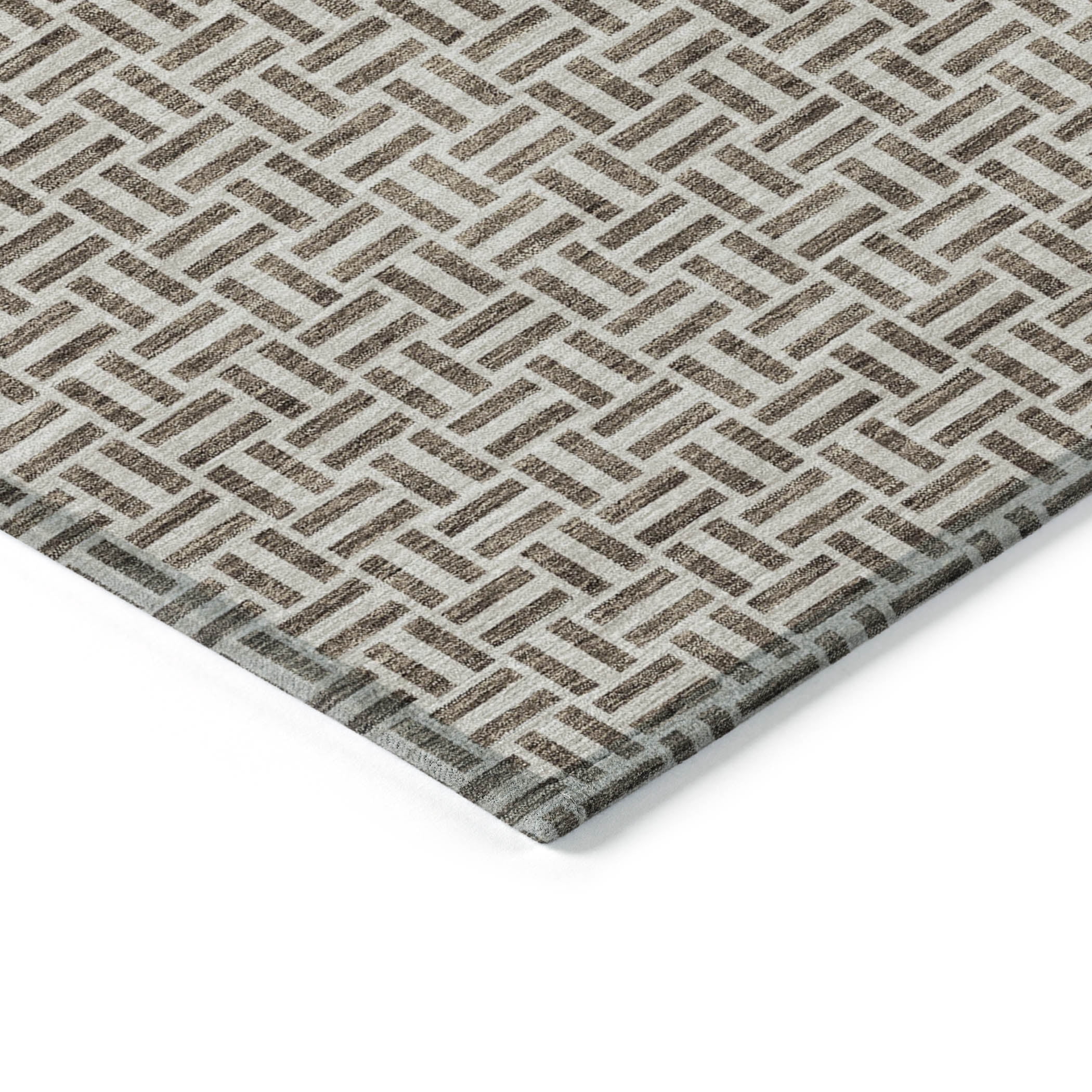 Addison Rugs Chantille Indoor/Outdoor Transitional Geometric Brown Washable Rectangle Rug, 1'8" x 2'6"