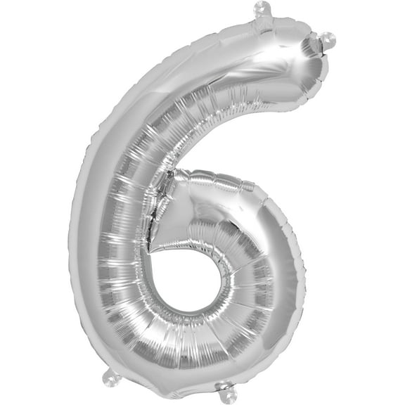 Number 6 Balloon, 13.5", Silver