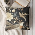 thumbnail image 3 of SHANXI Vintage Floral Pillow Covers  Retro Style Black Flower and Bird Decorative Throw Pillows Chinoiserie Pillowcases Rustic Farmhouse  Linen Cushion Covers for Couch Home Decor 12x12in, 3 of 5
