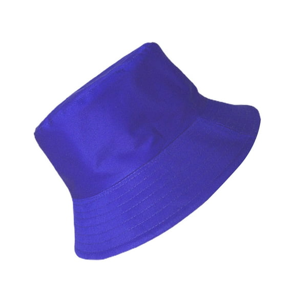 HEVIRGO Bucket Hat Folding Sun Protection Double-sided Wear Wide Brim Unisex Sun Hat for Vacation Blue Cotton