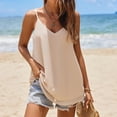 thumbnail image 3 of Yubnlvae Flowy Chiffon Spaghetti Strap Tanks - Summer Casual V-Neck Sleeveless Blouses (Loose Fit, Lightweight) Beige L, 3 of 5