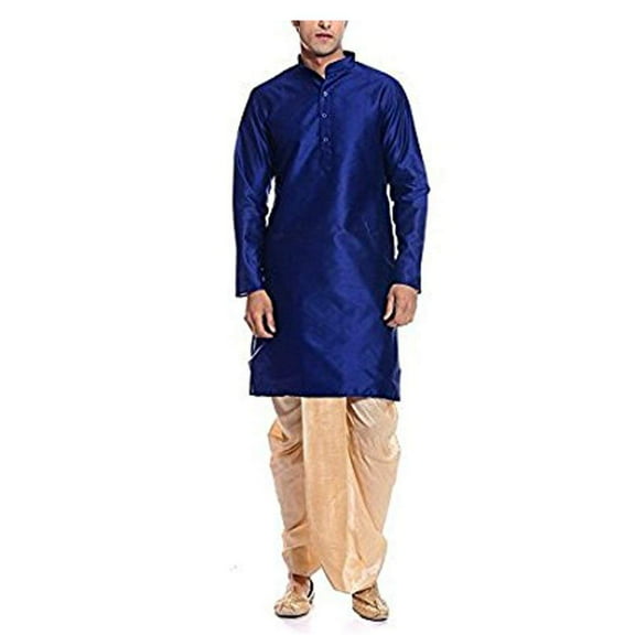 Royal Men's Silk Blend Dhoti & Kurta Set_Royal Blue