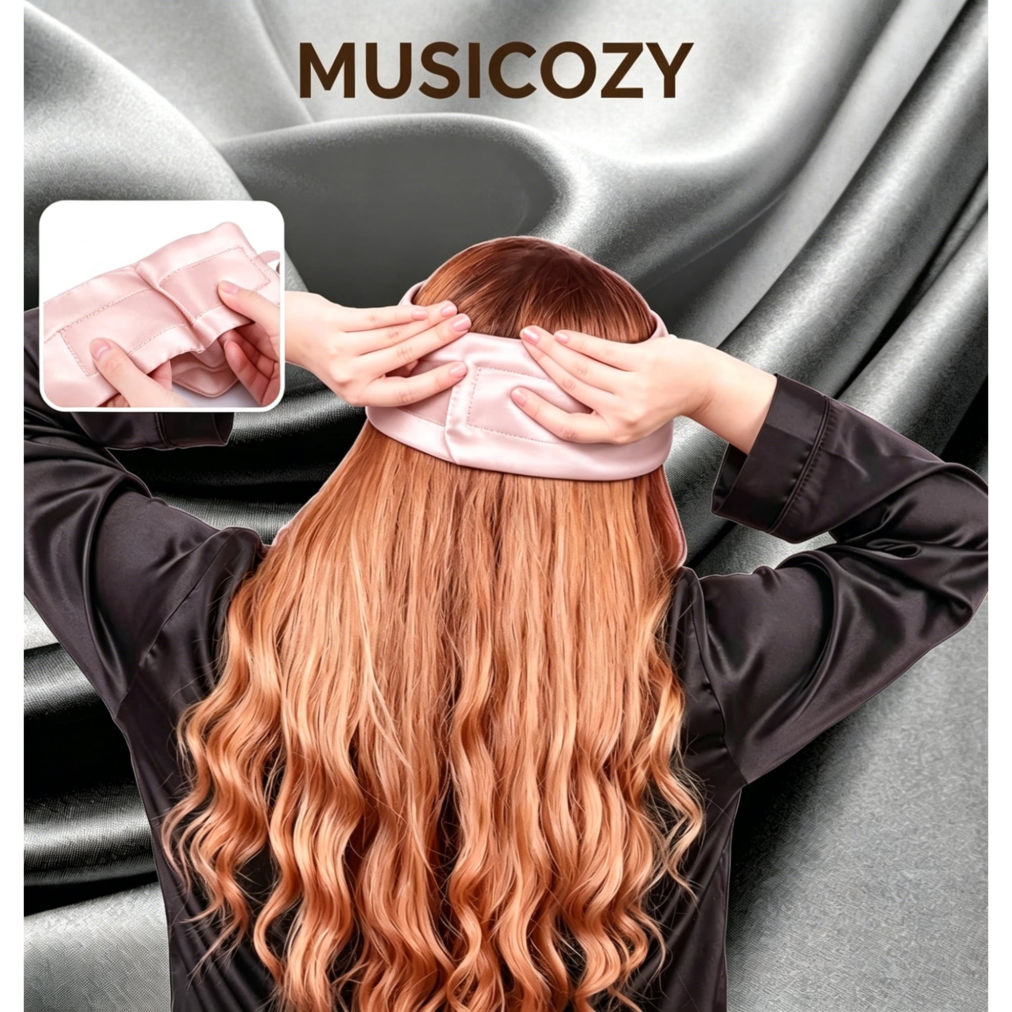 MUSICOZY 3D Sleep Mask with Bluetooth Headphones, Ice Silk Sleep Headphones with Bluetooth 5.4, Total Blackout Eye Mask for Sleeping, Sleep Soft Mask for Women Men, All Night Sleep, Travel Gift