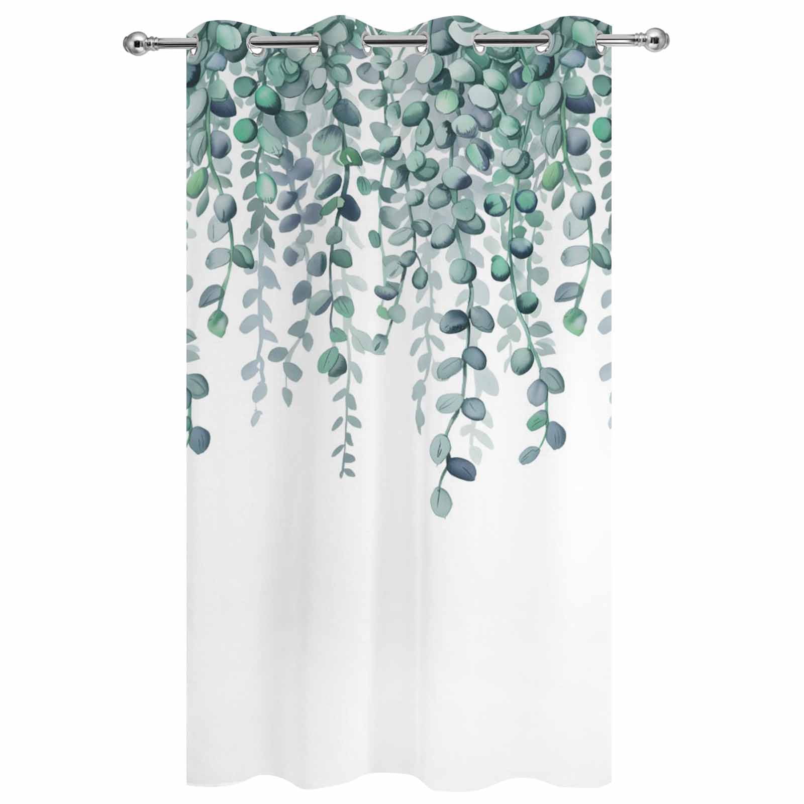 Outdoor Curtains for Patio Waterproof, Teal Green Eucalyptus Leaves Outdoor Privacy Panels Grommet, Spring Plants Leaves Country Blackout Outside Curtains for Porch/Cabana 54"x108", 1 Panel