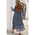 thumbnail image 4 of Robe Maxi à Manches Longues pour Femmes - Robe Longue Décontractée à Col en V avec Boutons et Imprimé Floral Boho pour l'Automne, 4 of 6