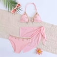 thumbnail image 5 of BOBOGOJP Girl's Swimwear Sets Backless Halter Bikini Brief Wrap Skirt Bathing Suit Light Pink for Size 7-8 Years, 5 of 7
