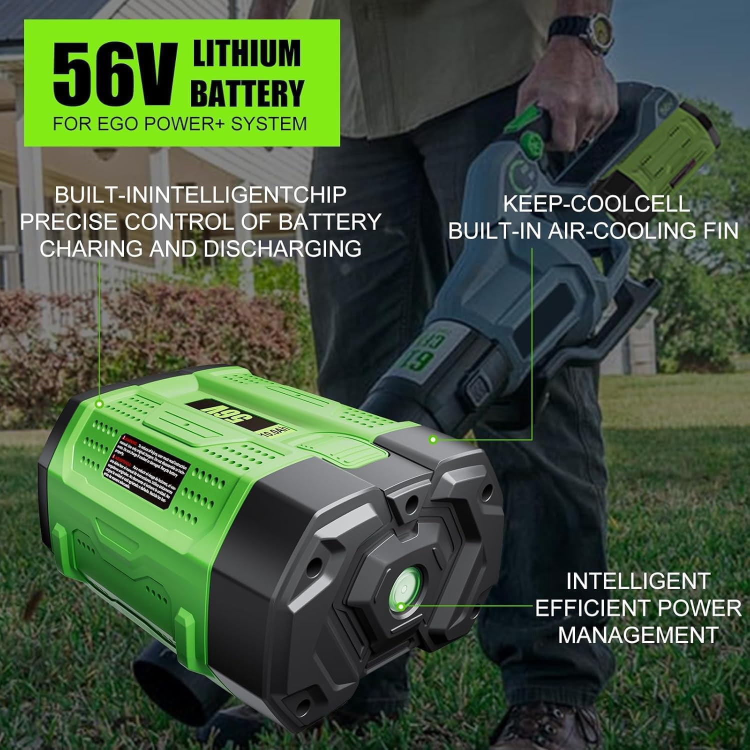 56V 10Ah Lithium Ion Battery Replacement for EGO Battery 56V 10.0 Ah BA1400 BA1400T BA2800 BA4200 BA5600T Compatible with EGO Power Tools
