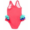 thumbnail image 2 of stylesilove Baby Girl Swan Parrot Ruffled Tank Style One-Piece Swimsuit With Hat 2 Pcs Set (Parrot Coral, 110/5), 2 of 3