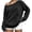 Black women long sleeve sweater a1, variant on Women's Fall Winter Long Sleeve Fuzzy Solid Casual Pullover Tops Off Shoulder Warm Soft Cozy Sweater with Pockets for Daily Wear, Black M