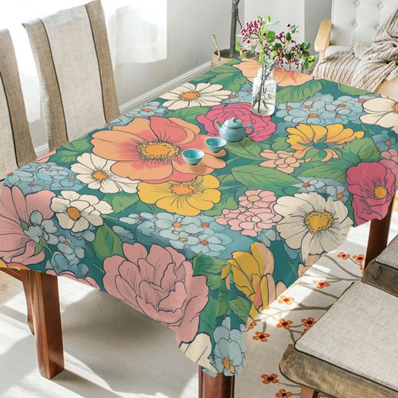 Yayeee Tablecloths for Rectangular Tables 54 x 54 inch Party Table Cover, Floral Pattern