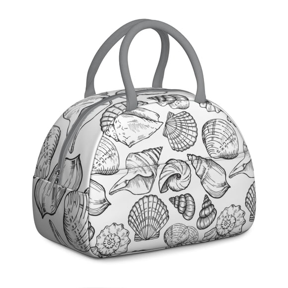 Sac à Lunch de Plage en Forme de Coquillage, Sac Isotherme Réutilisable avec Imprimé Étoile de Mer, Corail et Vie Marine, Idéal pour Bureau, Voyage Ou Pique-Nique de Week-End