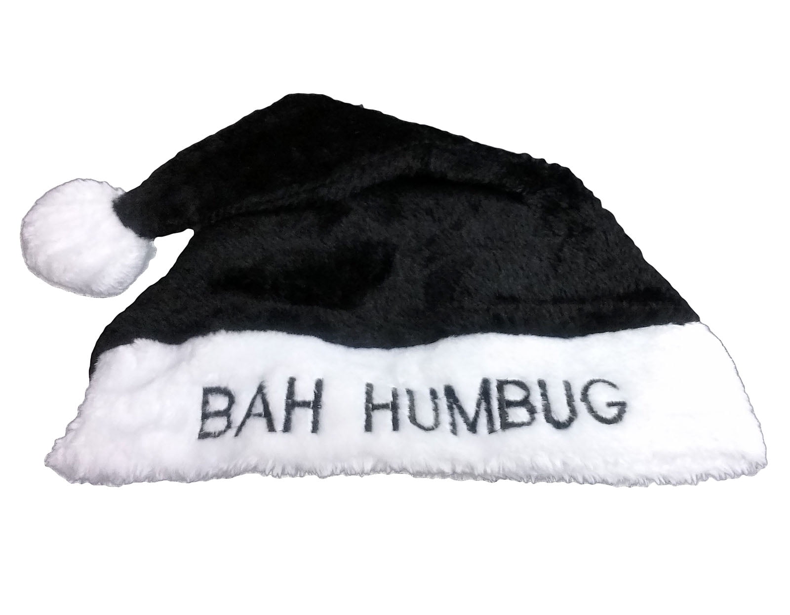 Novelty Adult BAH HUMBUG Black Santa Hats Xmas Party Office Mens Fancy Dress 