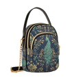 thumbnail image 7 of FORMRS Crossbody Bag for Women Quilted Travel Shoulder Cell Phone Purse with Chain Strap Handbag, Navy Blue Peacock Pattern, 7 of 7