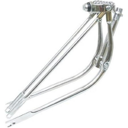 Carbon Bike Forks - DUO Bicycle Parts 57TF2000 26 in. Beach Cruiser Spring Front Fork Bent Style Chrome