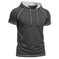 thumbnail image 7 of GrmtClth Men's Short Sleeve Hoodie 2026 Workout Gym Sweatshirt Muscle Slim Fit Color-Block Athletic Hoodies Pullover Hooded T-Shirts Dark Gray 3XL, 7 of 7