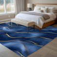 thumbnail image 5 of Navy Blue Marble Large Area Rugs for Bedroom Living Room, Soft Non Slip Carpet Bedside Rug, Abstract Modern Golden Geometric Rectangular Floor Cover Kitchen Accent Rug 5'x8' for Dining Room/Office, 5 of 9