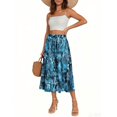 thumbnail image 2 of WTOBBY Women's Casual Temperament Bohemian Skirt with Vibrant Floral Print and Pocket, Everyday Boho Fashion Skirt for Summer Concerts and Market Days,Royal Blue L, 2 of 4
