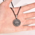 thumbnail image 4 of Men Retro Silver Color Seeker Compass Necklaces Rock Punk Vintage Metal Stainless Steel Round Coin Pendant Collar Gift Jewelry, 4 of 5