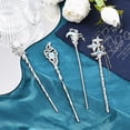 thumbnail image 5 of 1 Box 4Pcs 4 Styles Moon Hair Pin Stick Chinese Hanfu Hair Sticks Silver Star Butterfly Heart Alloy Resin Asian Vintage Metal Tibetan Chopsticks DIY, 5 of 7