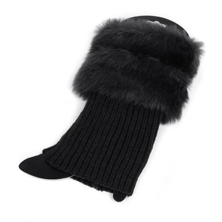 

Shulemin Winter Women Warm Faux Fur Crochet Knit Leg Warmers Boot Socks Toppers Cuffs