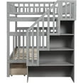 thumbnail image 6 of Harper & Bright Designs Full over Full Bunk Bed with Two Storage Drawers and Storage Shelves for Bedroom, Gray, 6 of 7