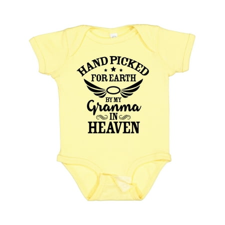

Inktastic Handpicked for Earth by My Granma in Heaven with Angel Wings Gift Baby Boy or Baby Girl Bodysuit