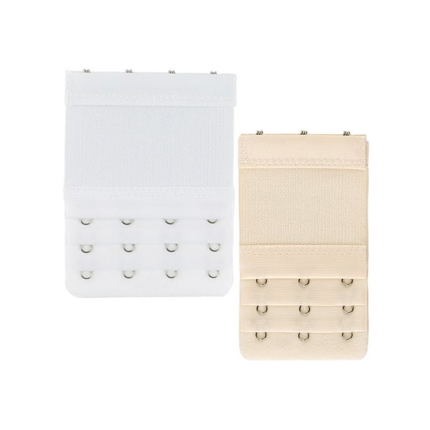 Juego de 2 extensores de tirantes de sujetador 3 filas 2 ganchos/3 ganchos/4 ganchos extensiones de gancho elástico color piel y blanco 3-ganchos y 4-ganchos