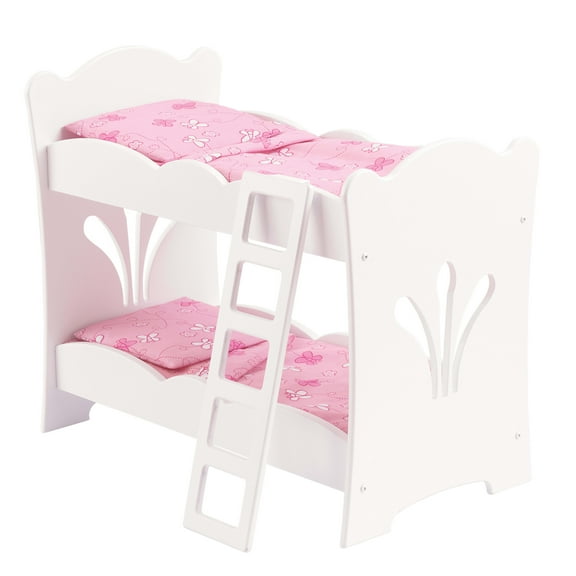 KidKraft Lil' Doll Wood Bunk Bed with Bedding, for 18-inch Dolls, White