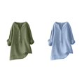 thumbnail image 1 of (2-Pack) Rinsvye Womens Solid Color Long Sleeve Mandarin Collar Blouse Women Clothing Timeless Design, 1 of 4