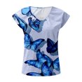 thumbnail image 4 of TSADFHJI Hauts pour Femmes Tendance Habillé Été Décontracté Manches Courtes Col Bas Imprimé T-Shirt L Bleu, 4 of 4