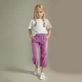 thumbnail image 5 of Capri Pants for Girls Summer Baggy Comfy Cotton Linen Straight Wide Leg Solid Elastic Waist Drawstring Cropped Capris, 5 of 7