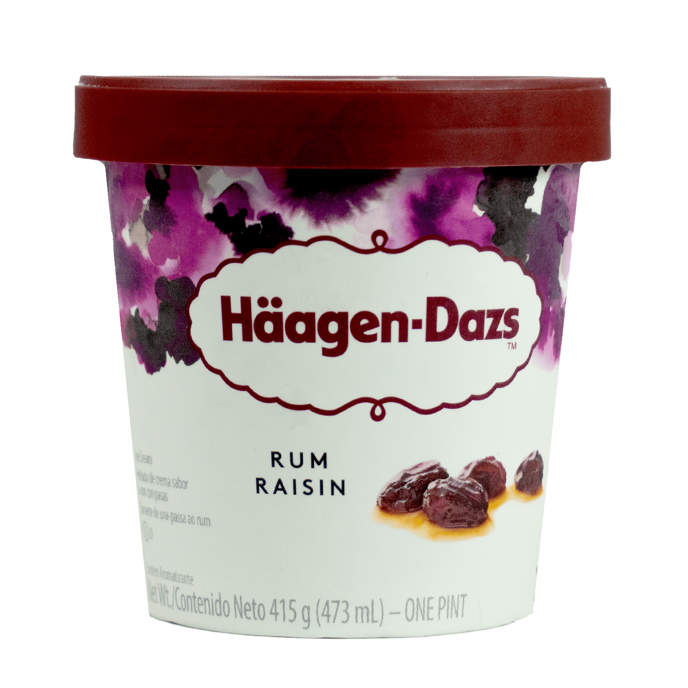 (2 pack) Häagen-Dazs, Rum Raisin Flavor, 415g, Smooth, Allergens Milk, 1 Count, Cardboard Tub, New