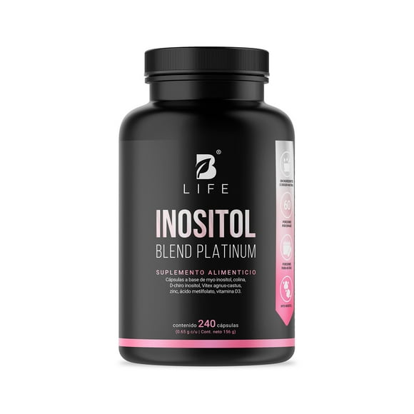 Myo y D-Chiro Inositol | 240 Cápsulas | Equilibrio Hormonal | Adicionado Con Colina, Vitex y Zinc | Inositol Blend Platinum | B Life.