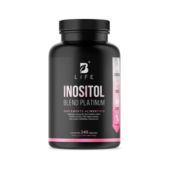 Myo y D-Chiro Inositol | 240 Cápsulas | Equilibrio Hormonal | Adicionado Con Colina, Vitex y Zinc | Inositol Blend Platinum | B Life.