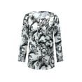 thumbnail image 4 of Hauts Décontractés à Manches Longues pour Femmes, Imprimé Floral, Tunique à Boutons devant, Chemises, Blouse, 4 of 8