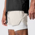 thumbnail image 2 of LYMAYTER S-3XL Men Sweat Shorts Summer Dual-Layer Jogger Shorts Casual Breathable Slim Running Shorts, 2 of 7